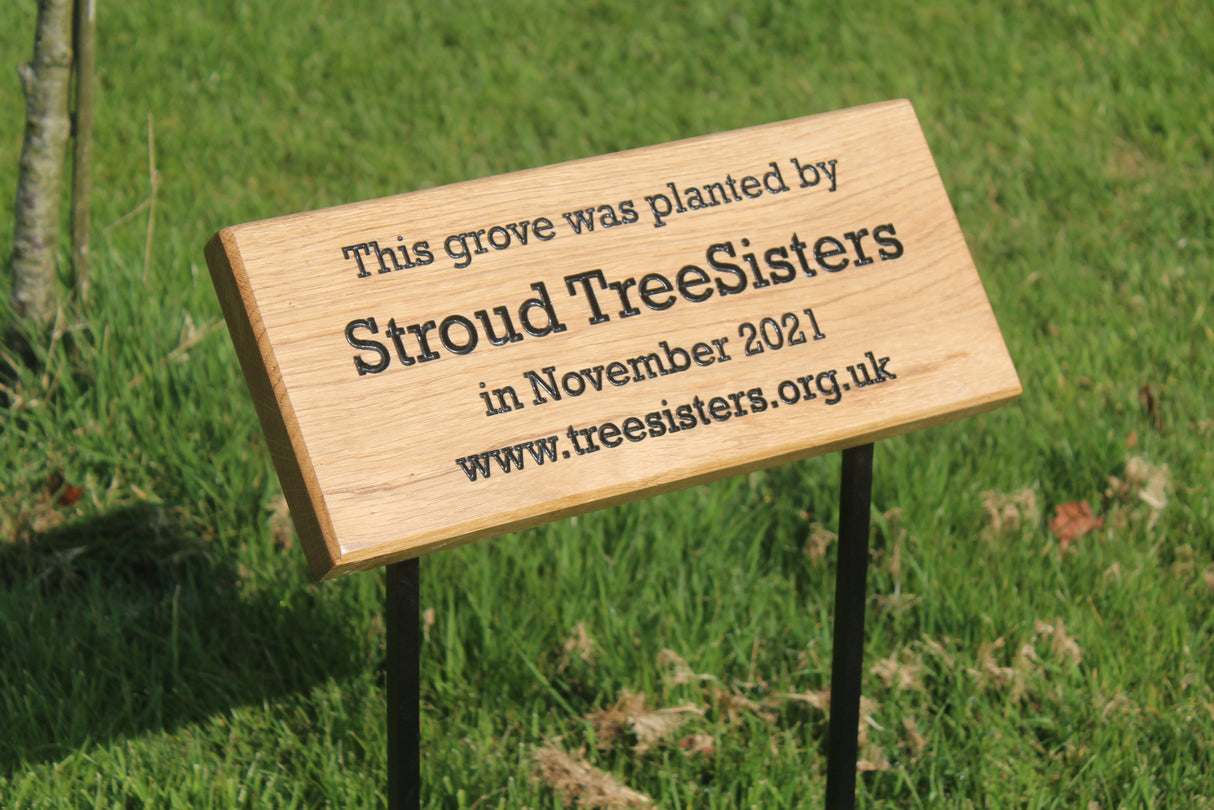 Memorial Plaque - Oak with Metal Stakes