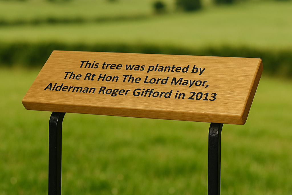 Memorial Plaque - Oak with Metal Stakes