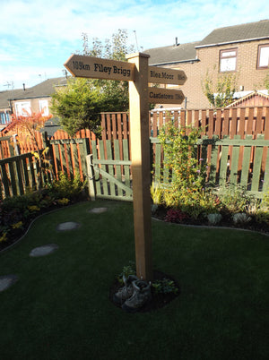Finger Post - Oak Sign and Softwood Post