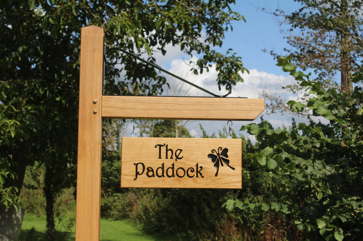 Hanging Sign, Post, Arm and Brace - Oak