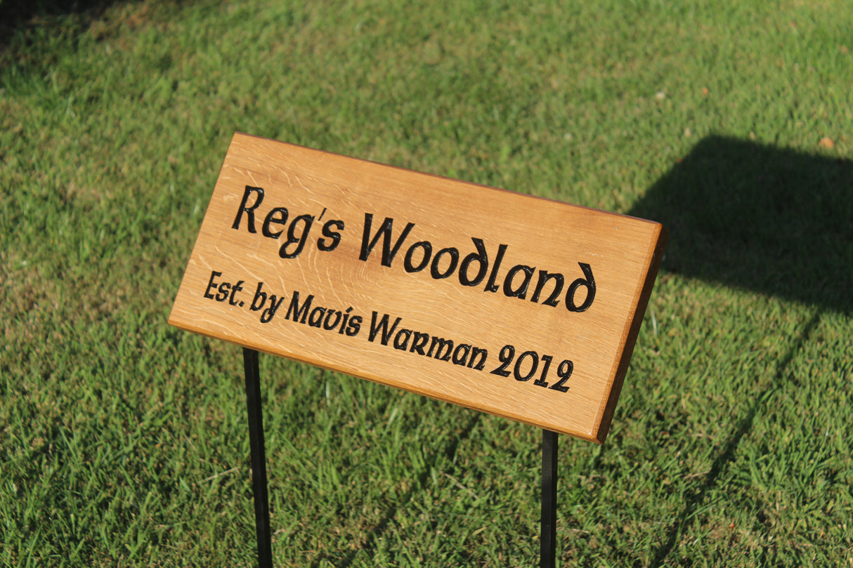Memorial Plaque - Oak with Metal Stakes