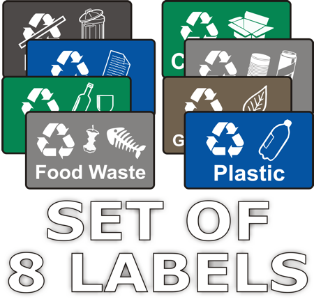 recycling stickers set of 8 natural signs